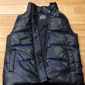 Levi's Black Quilted Puffer Vest with High Collar